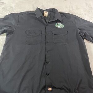 Dickies Work Shirt Mens 2XL Black‎ Brooklyn Brewery Logo Short Sleeve Button Up